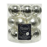 Decoris 18x stuks kleine glazen kerstballen zilver 4 cm mat/glans -