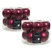 Decoris 20x stuks glazen kerstballen framboos roze (magnolia) 6 cm mat/glans -