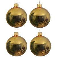 Decoris 20x Gouden glazen kerstballen 10 cm glans -