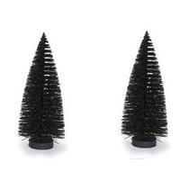3x stuks decoratie kerstbomen/ mini kerstboompjes zwart 27 cm -