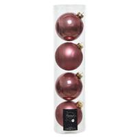 Decoris 16x Oud roze glazen kerstballen 10 cm glans en mat -