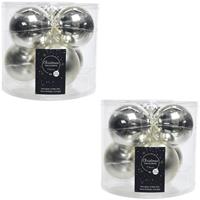 Decoris 12x Zilveren glazen kerstballen 8 cm glans en mat -