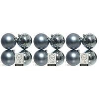 12x Grijsblauwe kerstballen 10 cm kunststof mat/glans -