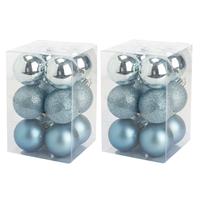 Cosy & Trendy 48x stuks kunststof kerstballen ijsblauw 6 cm mat/glans/glitter -