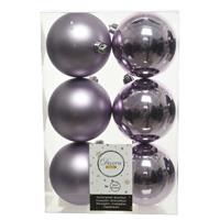 Decoris 30x Lila paarse kerstballen 8 cm kunststof mat/glans -