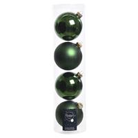 Decoris 16x Donkergroene glazen kerstballen 10 cm glans en mat -