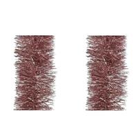 Decoris 2x stuks oud roze kerstslingers kerstboom 10 cm breed x 270 cm versiering -