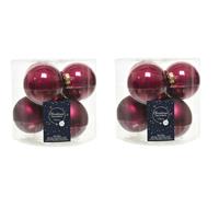 Decoris 12x stuks glazen kerstballen framboos roze (magnolia) 8 cm mat/glans -
