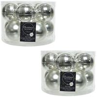 Decoris 20x Zilveren glazen kerstballen 6 cm glans en mat -