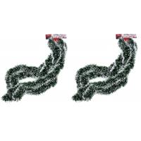 Bellatio 10x stuks besneeuwde folie slingers/kerstslingers 270 cm -