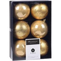Bellatio 24x Kerstboomversiering luxe kunststof kerstballen goud 8 cm -