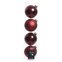 Decoris 16x Donkerrode glazen kerstballen 10 cm glans en mat -