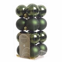 Decoris 64x Donkergroene kerstballen 4 cm kunststof mat/glans -