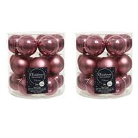 Decoris 54x stuks kleine glazen kerstballen oud roze (velvet) 4 cm mat/glans -