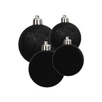 Cosy & Trendy Kerstversiering set kerstballen zwart 6 - 8 - 10 cm - pakket van 46x stuks -