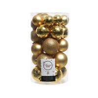 Decoris 30x Gouden kerstballen 4 - 5 - 6 cm kunststof mat/glans/glitter -