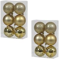 Bellatio 36x Gouden kunststof kerstballen 8 cm glans/mat/glitter -