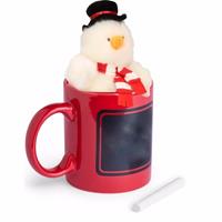 Bellatio Kerstmok rode mok met sneeuwpop knuffeltje -