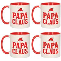 Bellatio Set van 4x stuks papa Claus koffiemokken / theebekers rood kerstcadeau vader 300 ml -