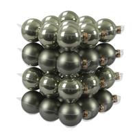 Bellatio 36x Graniet groene glazen kerstballen 6 cm mat/glans -