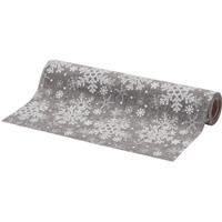 Bellatio 2x stuks kerst diner tafelloper zilver met sneeuwvlokken 250 x 21 cm -