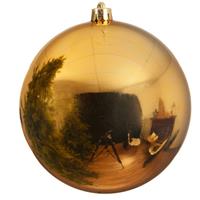 Decoris 4x Grote gouden kerstballen van 14 cm glans van kunststof -