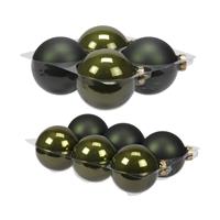 Bellatio 20x stuks glazen kerstballen donker olijf 8 en 10 cm mat/glans -