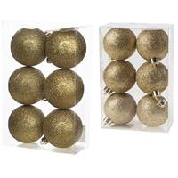 Cosy & Trendy Kerstversiering set glitter kerstballen goud 6 - 8 cm - pakket van 30x stuks -