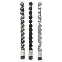 Bellatio 42x Stuks kunststof kerstballen mix zwart/antraciet grijs/zilver 3 cm -