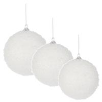 Bellatio 60x stuks kerstversiering witte sneeuw effect kerstballen 5-6-7 cm -