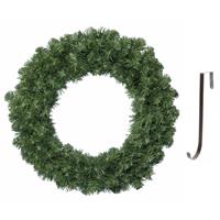 Decoris Groene kerstkrans / dennenkrans 60 cm 200 takken kerstversiering met ijzeren hanger -