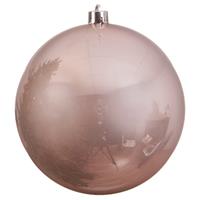 Decoris 4x Grote lichtroze kerstballen van 14 cm glans van kunststof -