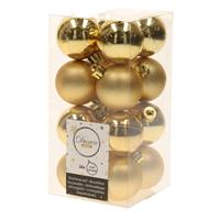 Decoris 64x Gouden kerstballen 4 cm kunststof mat/glans -