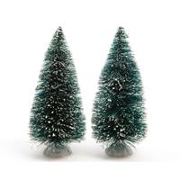 Bellatio 4x stuks kerstdorp onderdelen miniatuur kerstbomen groen 15 cm -