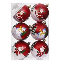 Christmas goods 18x Rode kerstballen 8 cm kunststof met print -