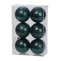 Cosy & Trendy 18x Petrol blauwe cirkel motief kerstballen 6 cm kunststof -