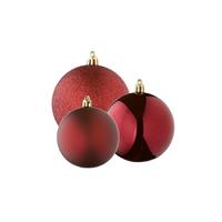 Cosy & Trendy Kerstversiering set kerstballen donkerrood 6 - 8 - 10 cm - pakket van 62x stuks -
