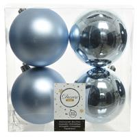 Decoris 16x Lichtblauwe kerstballen 10 cm kunststof mat/glans -