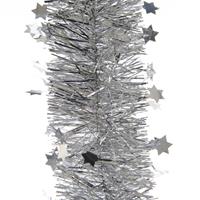 Decoris 6x Zilveren sterren kerstslingers 270 cm kerstboom versieringen -