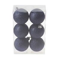 Cosy & Trendy 18x Donkerblauwe glitter kerstballen 6 cm kunststof -