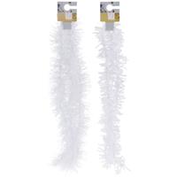 Bellatio 6x Witte kerstversiering folieslingers met sterretjes 180 cm -