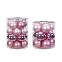 Bellatio 32x stuks glazen kerstballen roze 6 en 8 cm glans en mat -