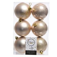 Decoris 42x Licht parel/champagne kerstballen 8 cm kunststof mat/glans -