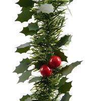 2x Kerstslinger guirlande groen hulst 270 cm -