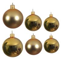 Decoris Glazen kerstballen pakket goud glans/mat 16x stuks diverse maten -