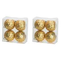 Decoris 8x Luxe gouden kunststof kerstballen 8 cm kerstboomversiering -