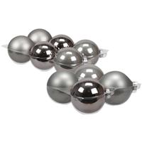 Bellatio 20x stuks glazen kerstballen titanium grijs 8 en 10 cm mat/glans -