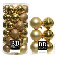 Bellatio 43x stuks kunststof kerstballen goud 6 en 8 cm glans/mat/glitter mix -