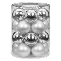 Christmas goods 40x stuks glazen kerstballen elegant zilver mix 6 cm glans en mat -