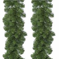 Bellatio 4x Groene Imperial Pine dennen guirlande 270 x 20 cm -